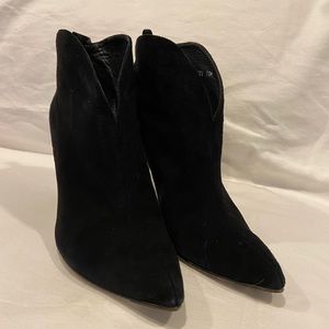 Stuart Weitzman black suede ankle bootie 7.5